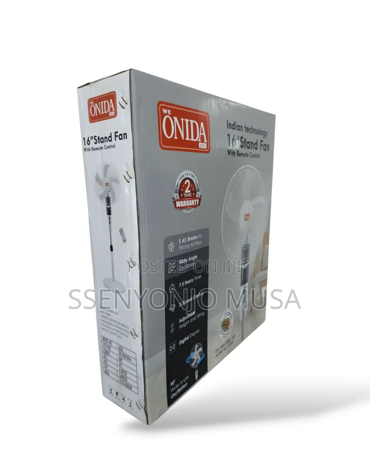 Onida Plus 16" Stand Fan With Remote Control -3 Speed, Timer