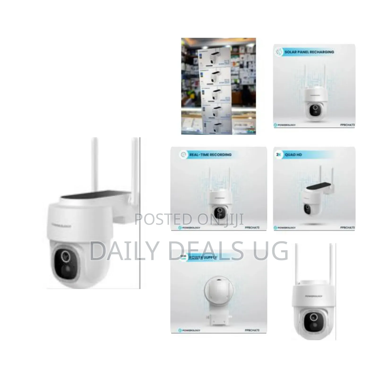 Powerology Wireless Outdoor Camera With Solar Panel Works Tilt Camera