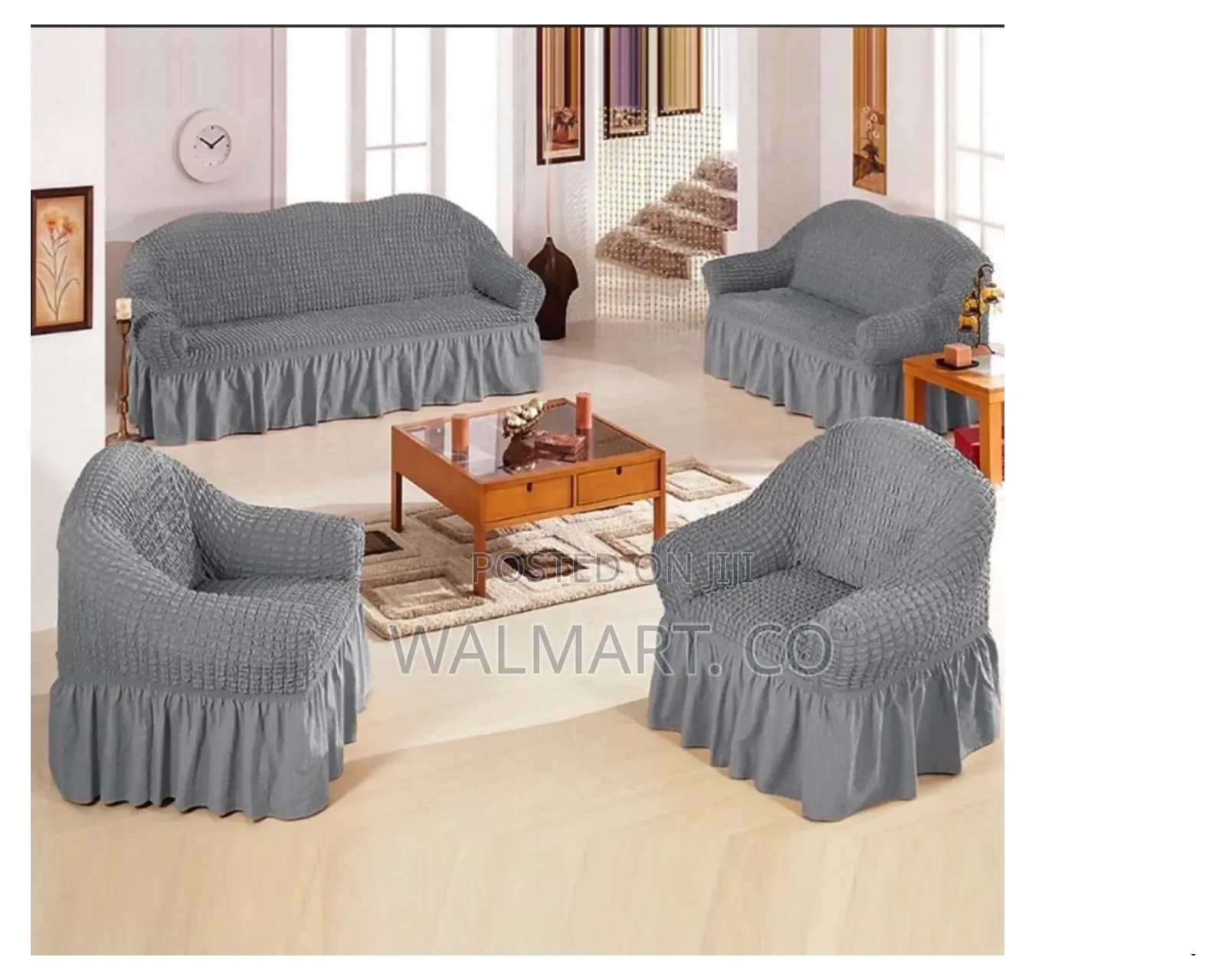 3:2:1:1 Elastic Sofas-Grey