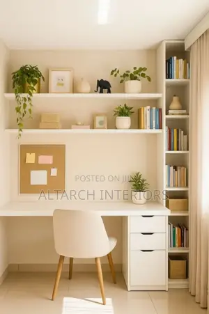 Reading Table With Shelves and a Chair
