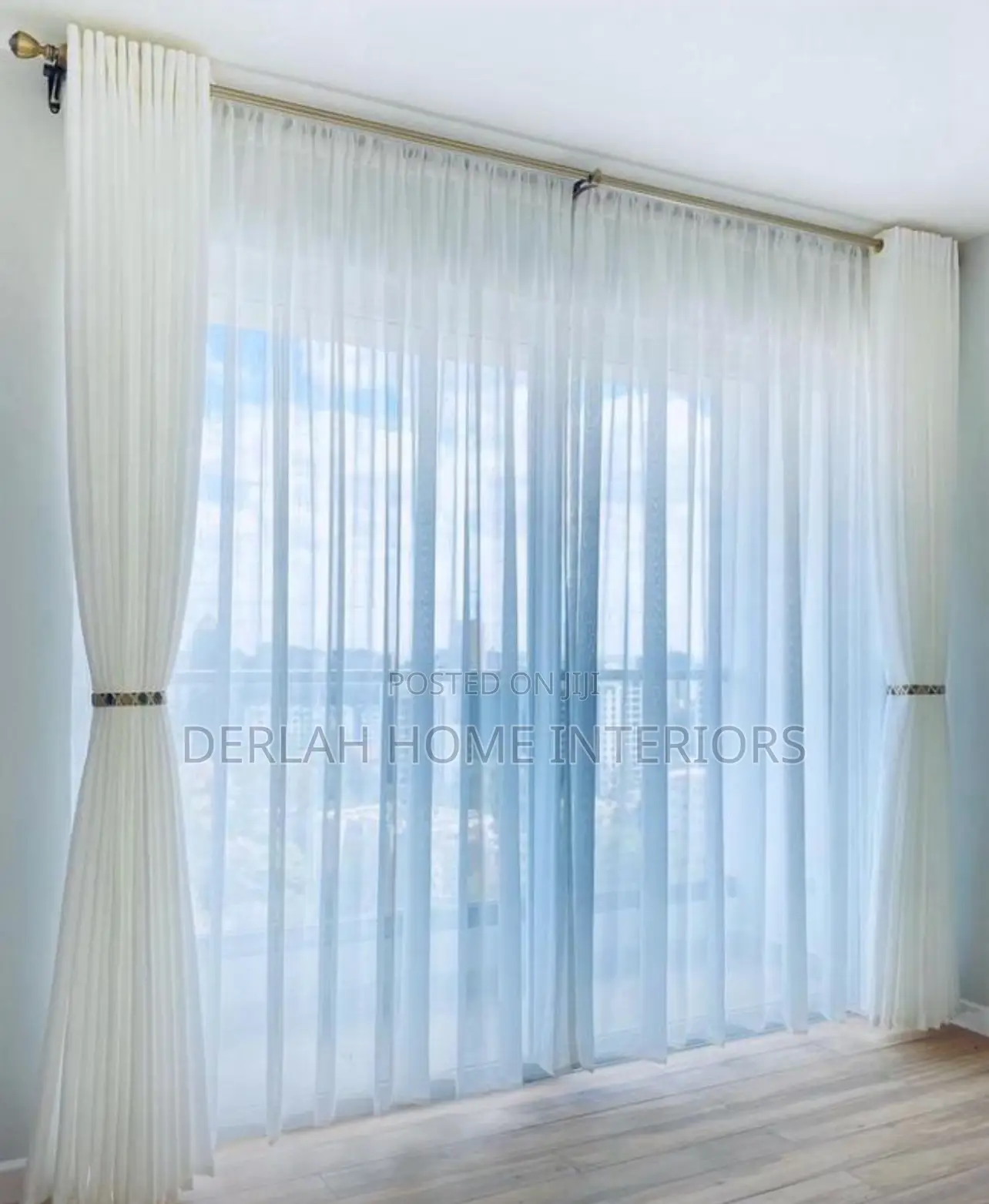 Plain White Curtain Full Set (4 Meters Curtain Net 3meters )