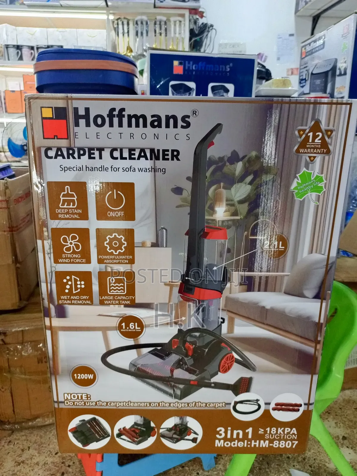 Hoffmans Electronics 3n1 Carpet Cleaner, Model Hm-8807, Is a 3-in-1