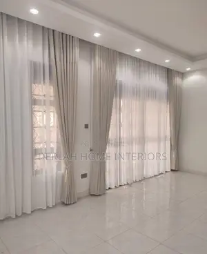 Cream Curtain and White Net Set of Curtain