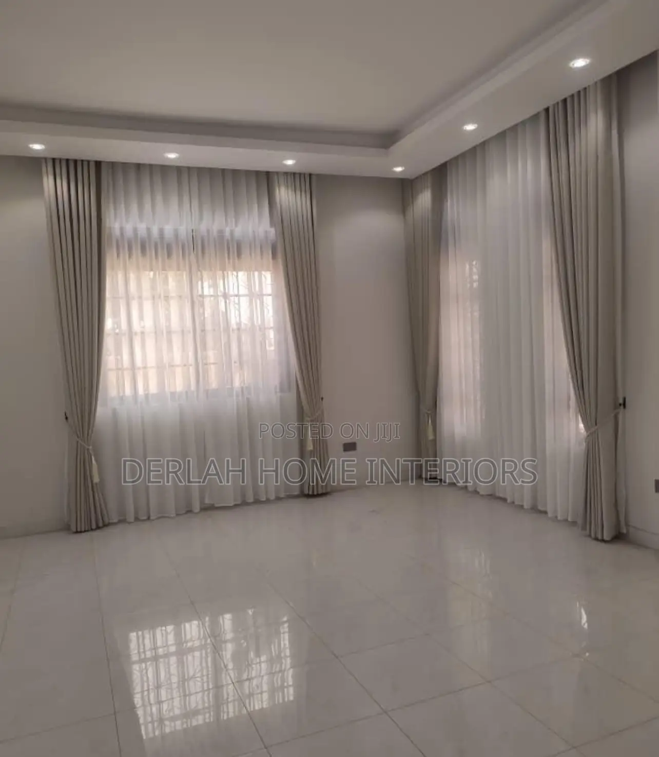 Cream Curtain and White Net Set of Curtain
