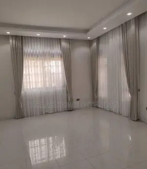Cream Curtain and White Net Set of Curtain