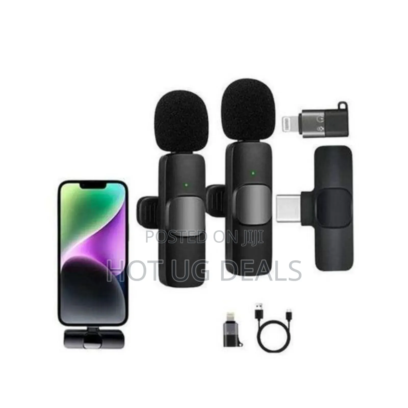 K9 Dual Wireless Microphone For iPhone And Android + Ios Adapter