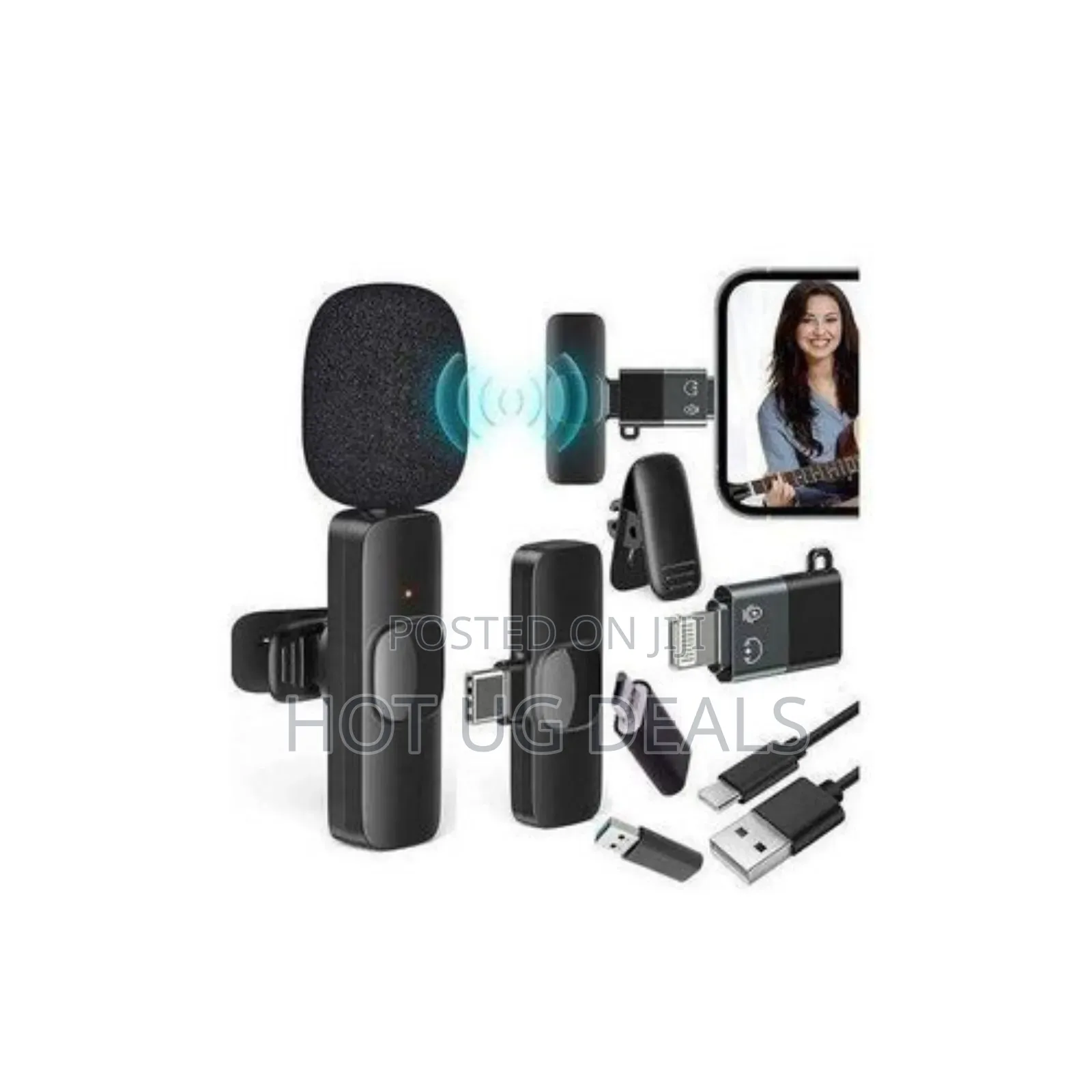K9 Dual Wireless Microphone For iPhone And Android + Ios Adapter