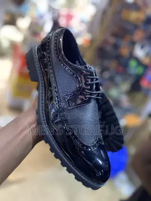 Men’S Black Leather And Shiny Oxford Shoes