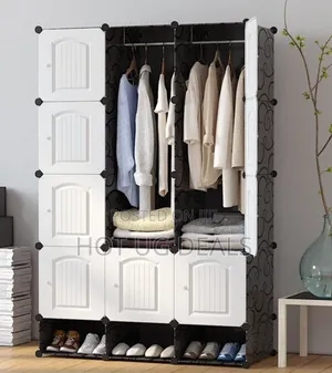 3 Column Plastic Closet Wardrobe - Black