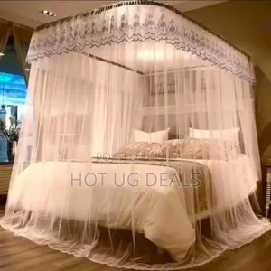 6x6 Two Stand Railed Mosquito Net - White, Top Design May Vary
