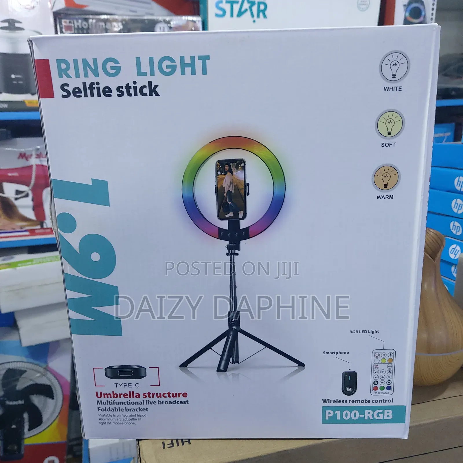 10inch Rechargeable Ring Light and Selfie Stick With Remote