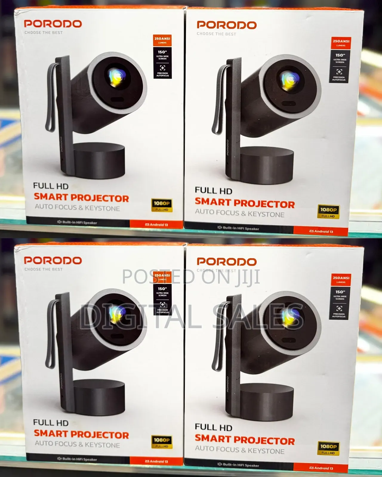Porodo Full Hd Smart Projector Auto Focus Keystone