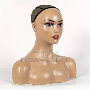 Realistic Female Mannequin Head With Shoulder for Display -16" X 14.5"