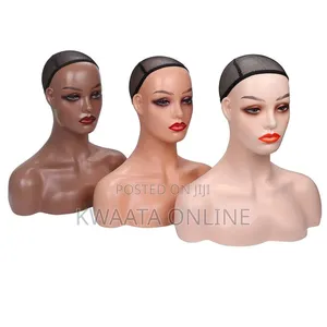 Realistic Female Mannequin Head With Shoulder for Display -16" X 14.5"