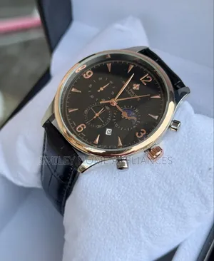 Black Leather Strapped Patek Phillipe Analog Men's Wrist Time Piece