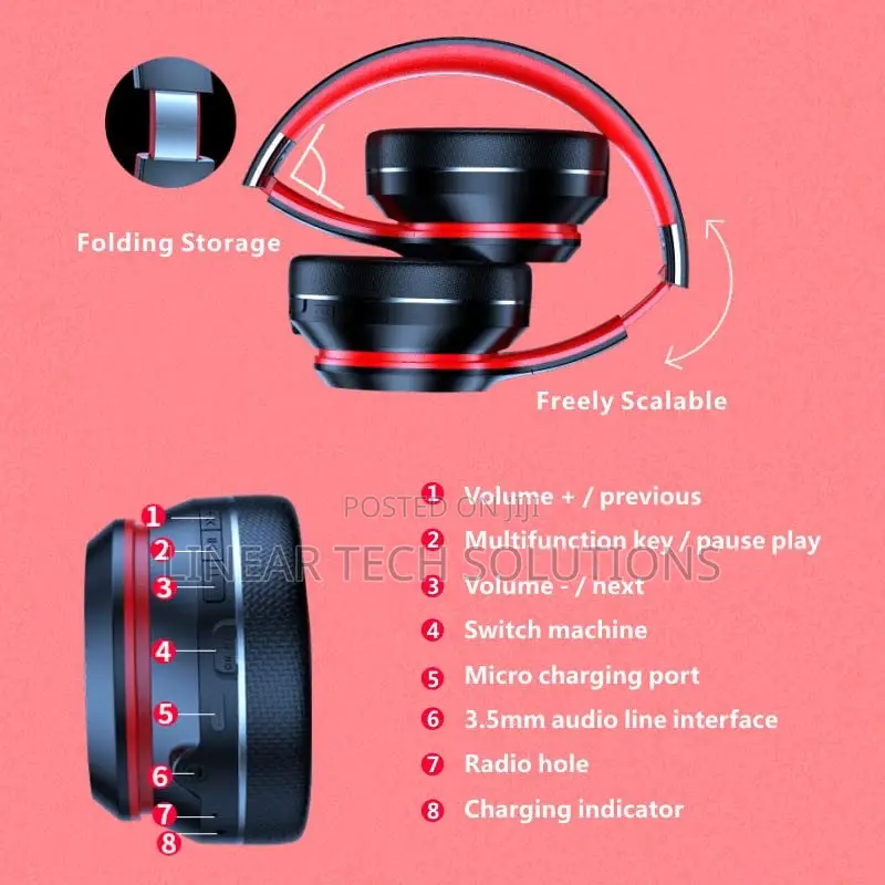 Lenovo H200 Wireless Bluetooth Headphones Over Ear Foldable Earbuds