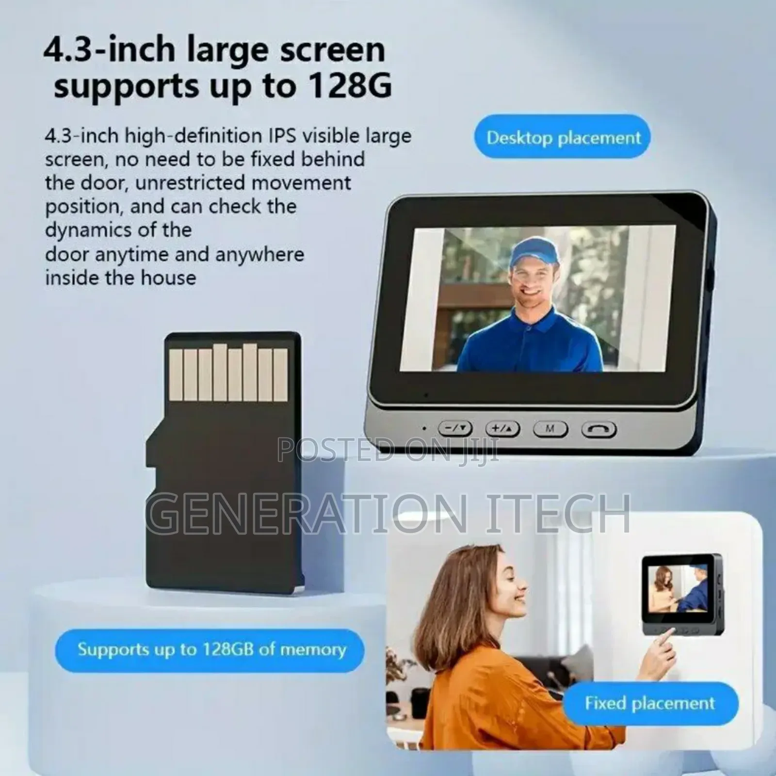 Wireless Video Door Bell - 2 Way Audio, Hd Video Recording