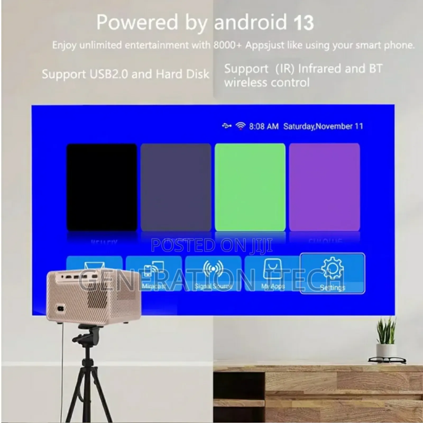 Smart Android  Projector 4k With Bluetooth, Wifi 6 And Auto Focus