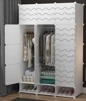 Plastic Wardrobe Three Columns And Shoe Rack.