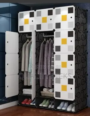 Plastic Wardrobe Three Columns And Shoe Rack.