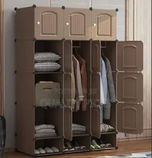 Plastic Wardrobe Three Columns And Shoe Rack.