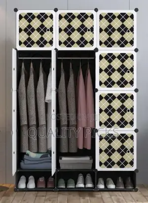 Plastic Wardrobe Three Columns And Shoe Rack.