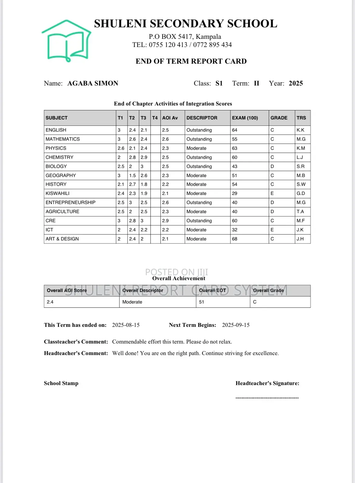 Offline Report Card System