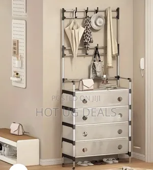 5 Tier Shoe , Cloth Rack With Transparent Cover - Silver, White