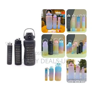 3 Piece of Sport Time Marked Fitness Jug Outdoor Frosted Water Bottles