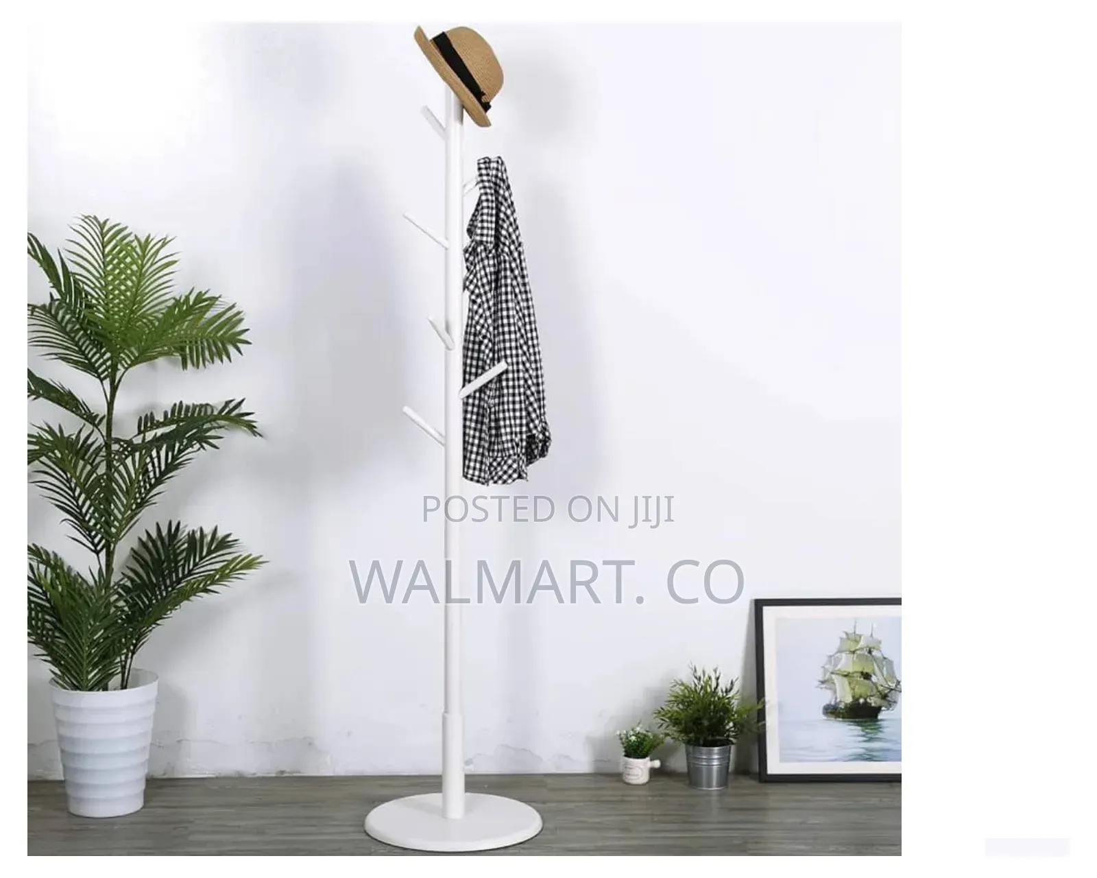 Free Standing White Bamboo Rack