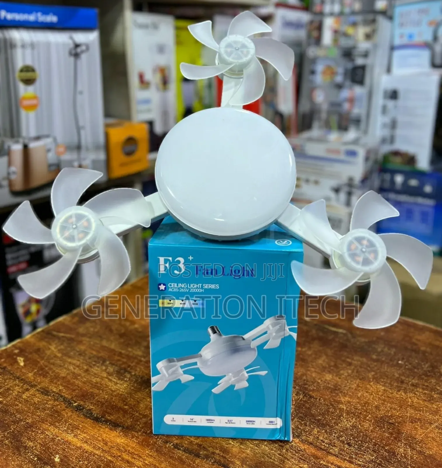 Fan Bulb With 3 Fans And Bright Light