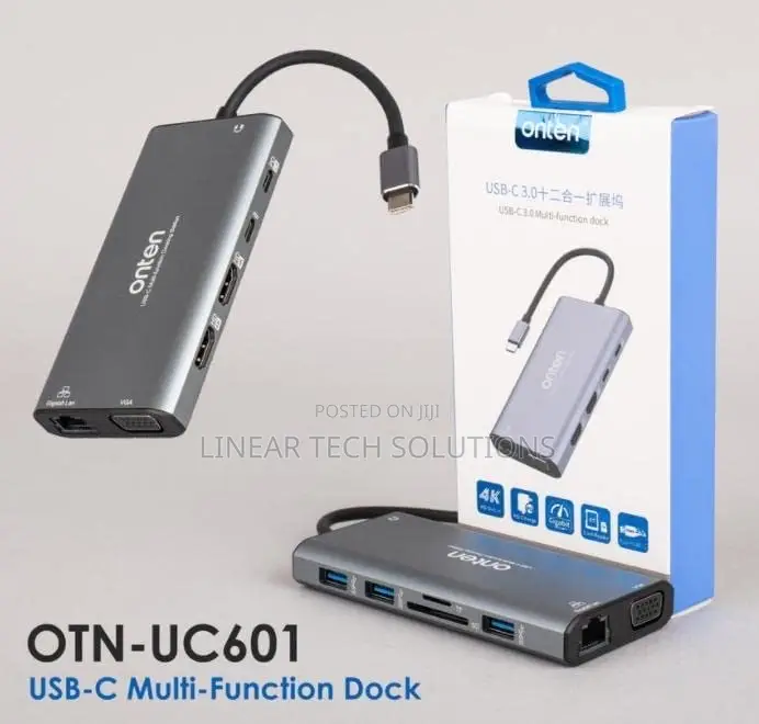 Type-C Multi-Function (Onten Otn-Uc601) Dock Station 12in1 to Usb 3.0