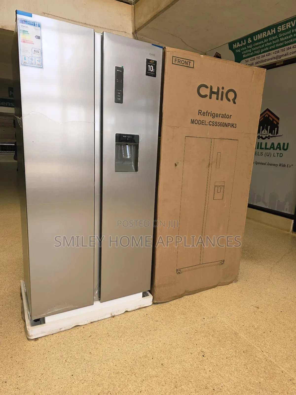 Brand New 560trs Chiq High End Side by Side Fridge With a Dispenser