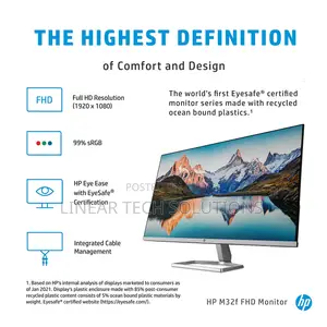 Hp M32f Ultraslim Monitor 31.5 Inch, Full Hd 1080p, 7ms Response Time