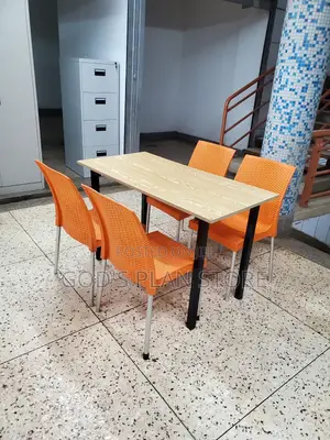 Light Brown Foldable Wooden Table and Chairs Plastic