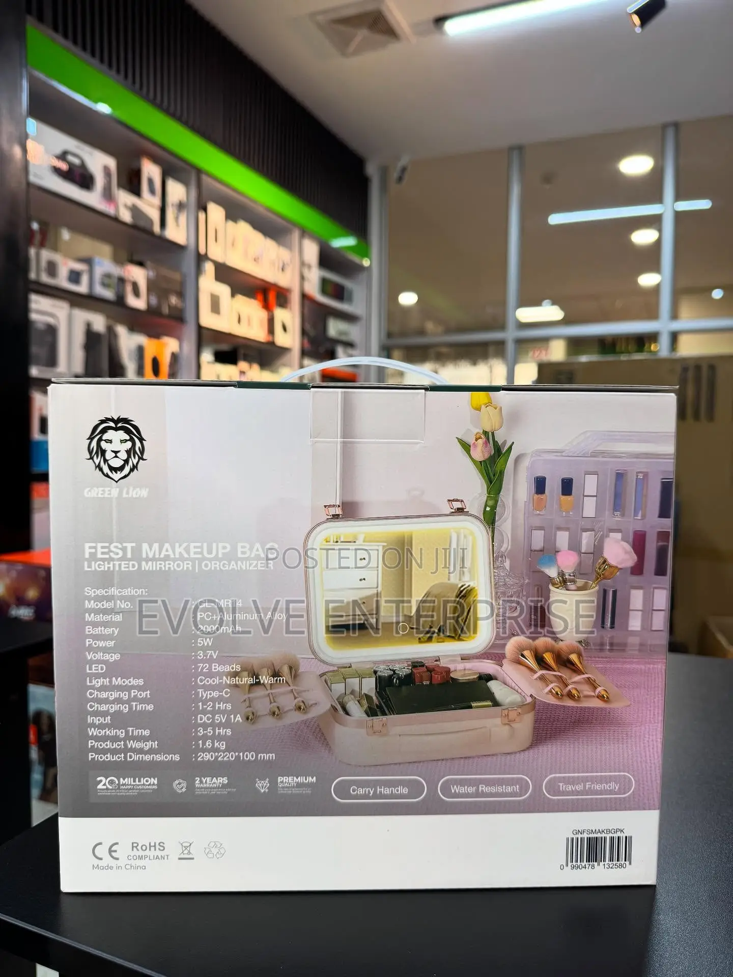 Green Lion Fest Makeup Bag – Led Cosmetic Case With Mirror