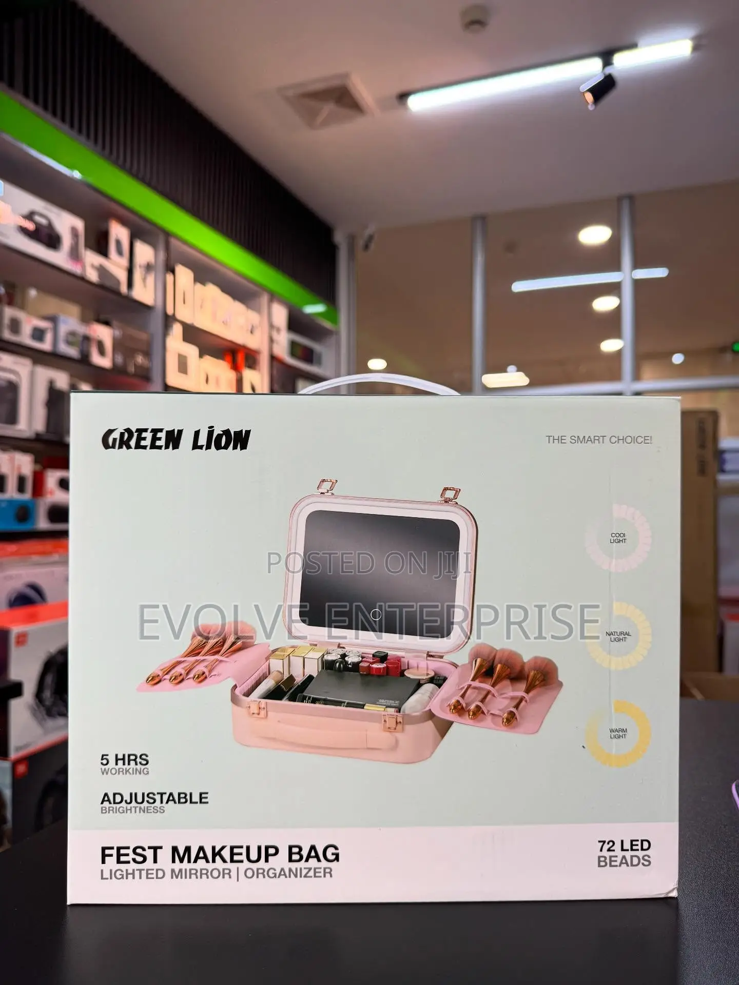 Green Lion Fest Makeup Bag – Led Cosmetic Case With Mirror