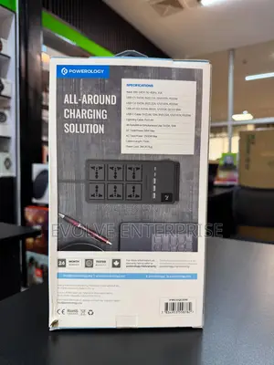 Powerology 2500w 6ac Power Strip With Retractable Cables