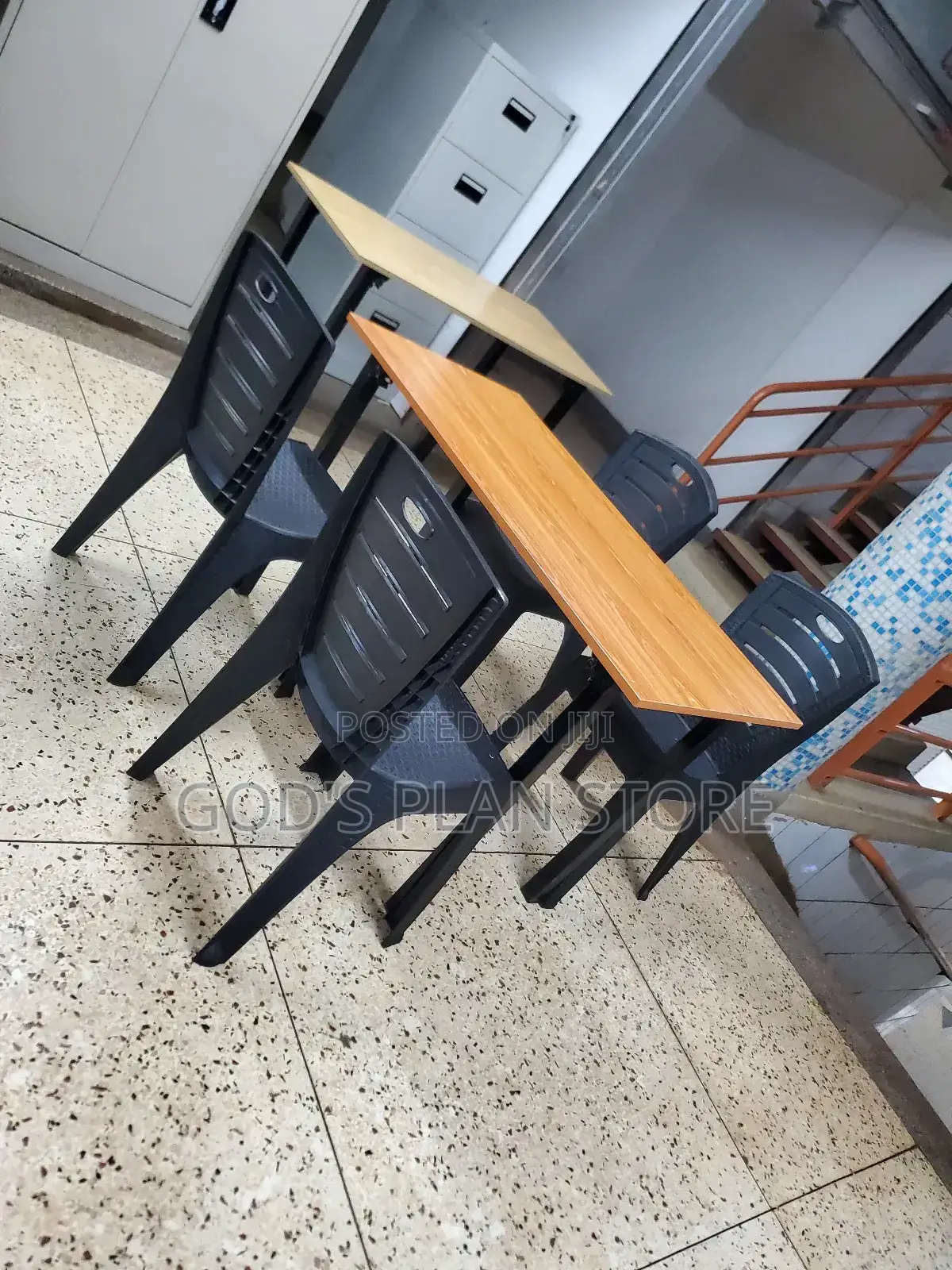 75cm Wooden Table Foldable and Plastic Chairs
