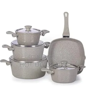 Set Of 9 Pcs Of Granite-coated Cookware Set