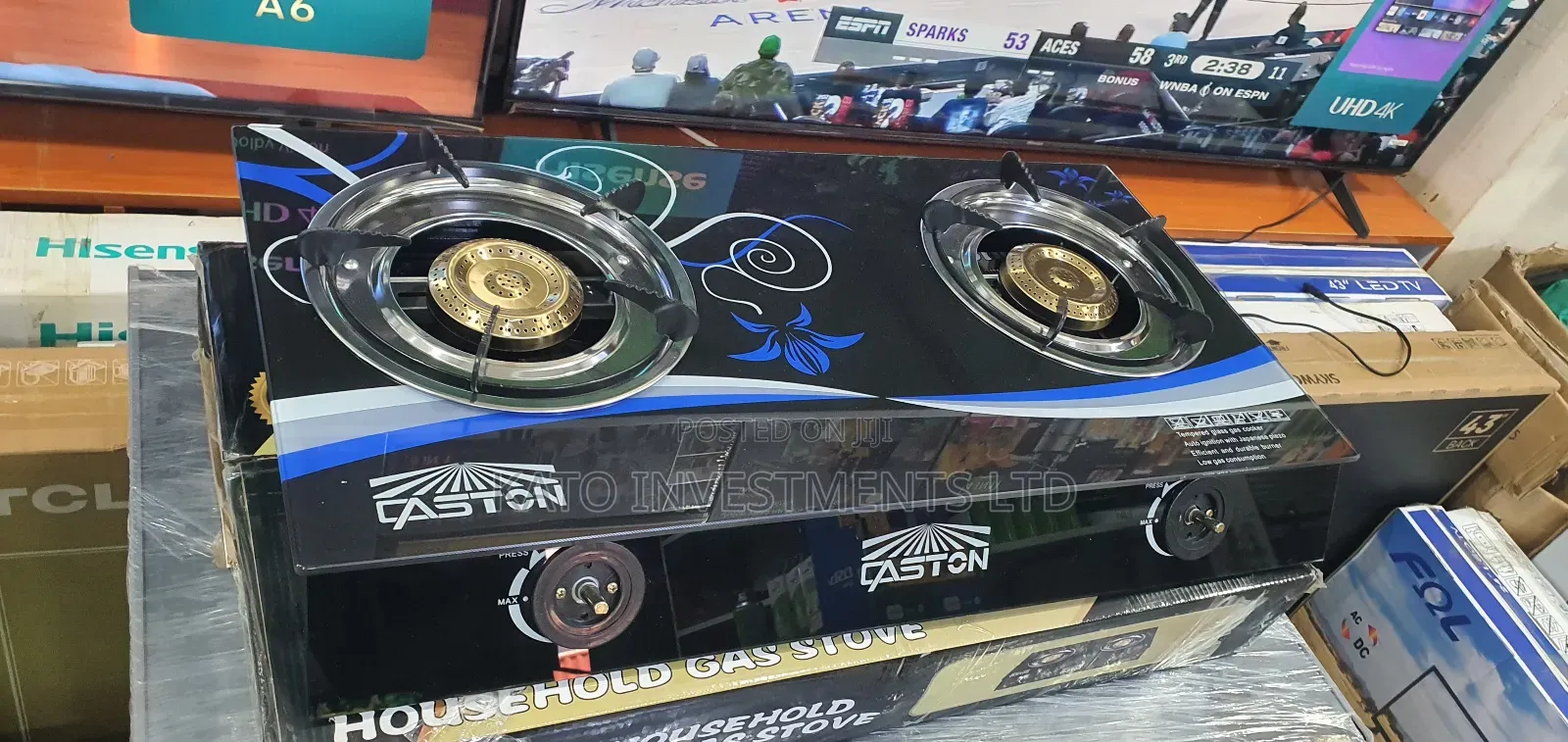 Double Gas Burner Glass Black