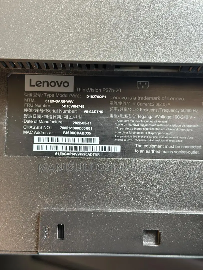 Lenovo 27inch Screen Ips Full Screen Hdmi Type C Dp Usb 3.0