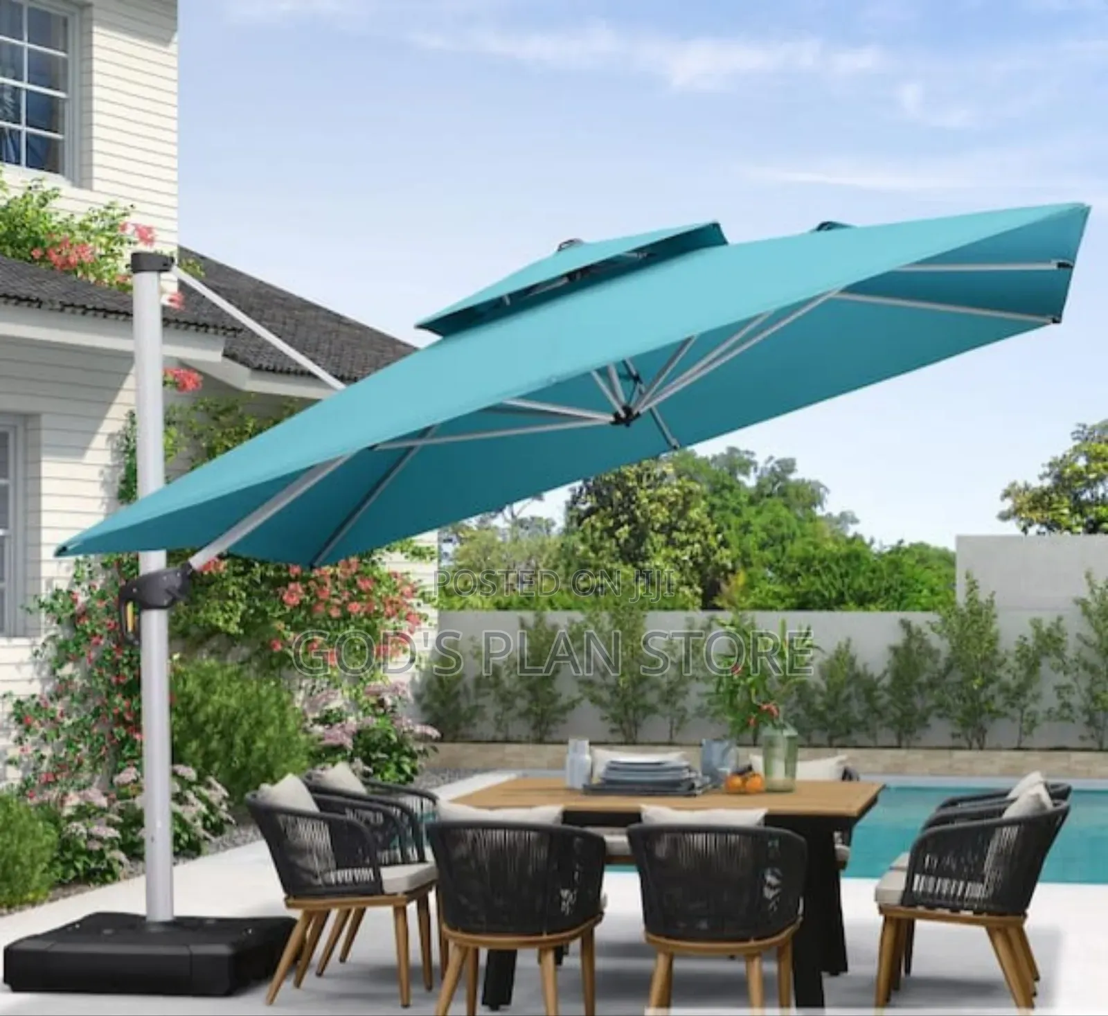 Double Top Square Outdoor Beach/Compound Umbrella