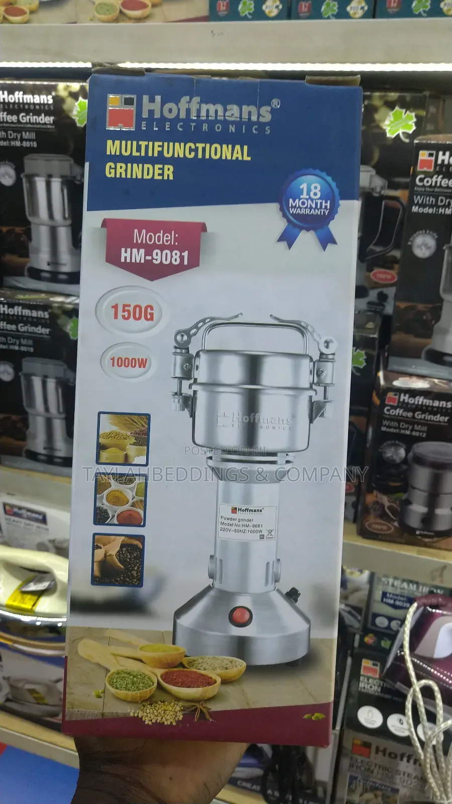 Hoffmans Electric High-Speed Multifunctional Grinder - Silver