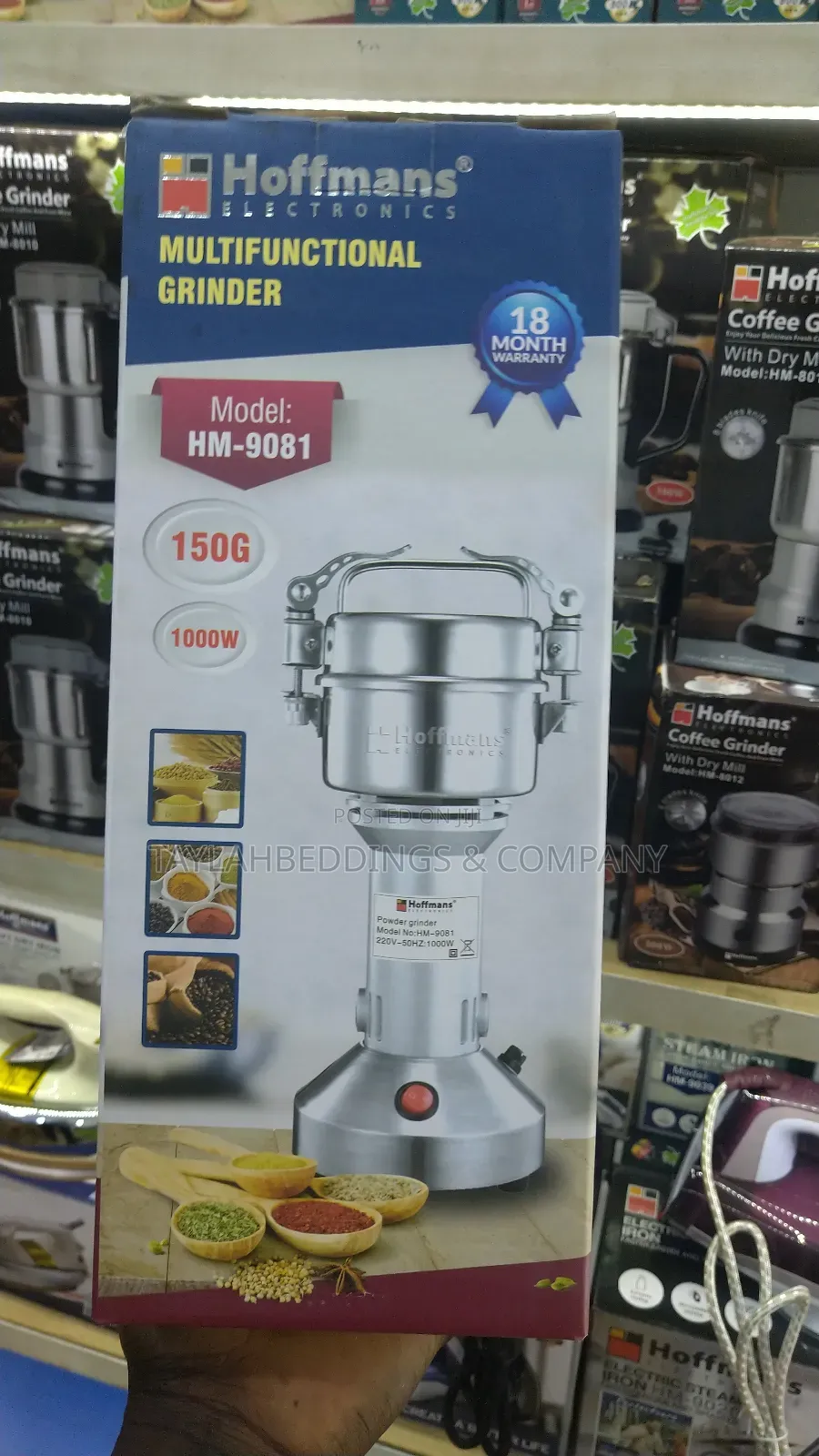 Hoffmans Electric High-Speed Multifunctional Grinder - Silver