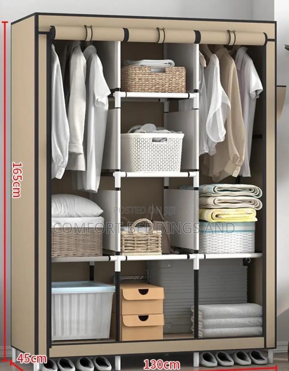 Three Column Metallic Closet Brown