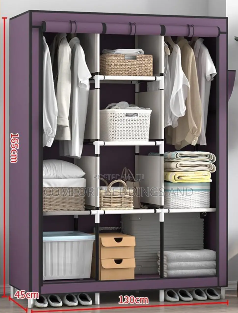 Three Column Metallic Closet Purple