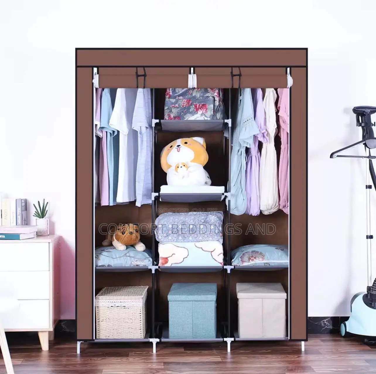 Three Column Metallic Closet Brown