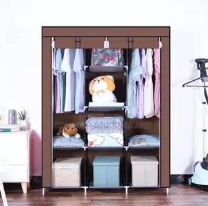 Three Column Metallic Closet Brown