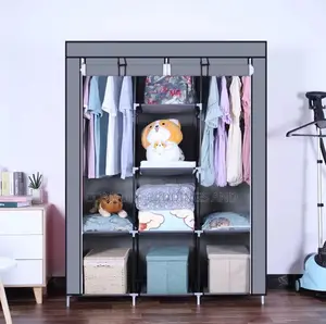 Three Column Metallic Closet Gray